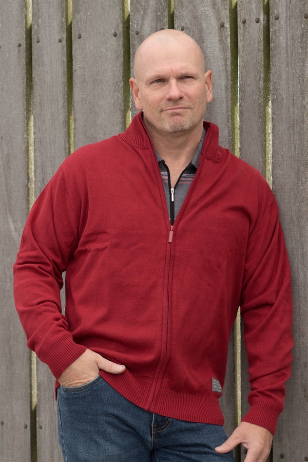 Rød tynd herre cardigan